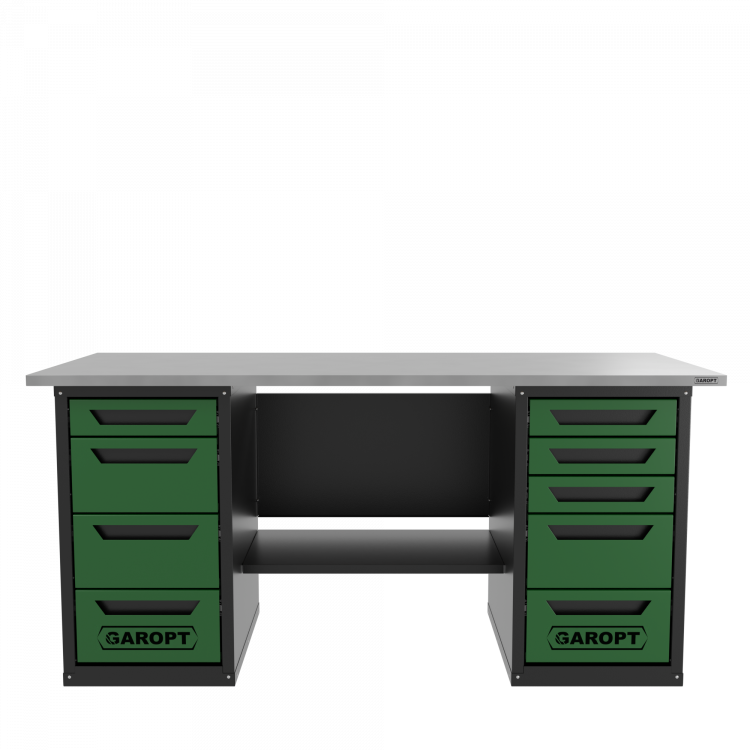 Верстак двухтумбовый 4 ящиков /5 ящиков 1800*700 зеленый GAROPT, GT1800Y4Y5.green