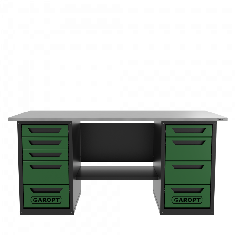 Верстак двухтумбовый 4 ящиков /5 ящиков 1800*700 зеленый GAROPT, GT1800Y4Y5.green