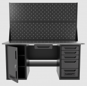 Верстак двухтумбовый дверь/5 ящиков с двумя экранами и ящиком, серый 1800*700 Garopt, GT1800DY1Y5PP2.grey Верстак двухтумбовый дверь/5 ящиков с двумя экранами и ящиком, серый 1800*700 Garopt, GT1800DY1Y5PP2.grey