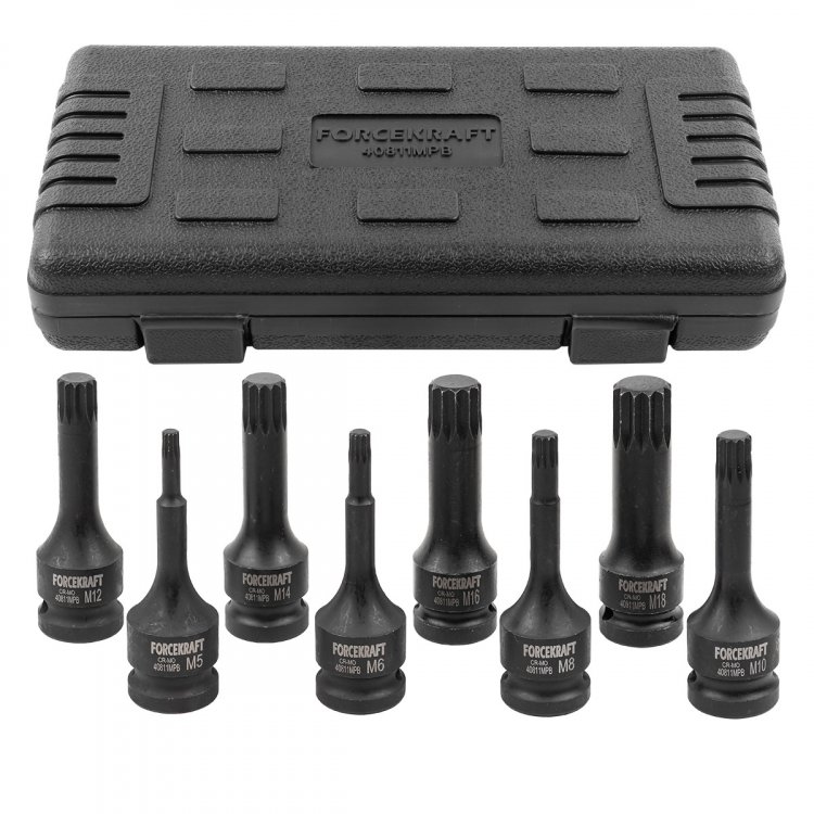 Набор головок-бит SPLINE ударных 8пр.,1/2"(M5, M6, M8, M10, M12, M14, M16, M18), в кейсе Набор головок-бит SPLINE ударных 8пр.,1/2"(M5, M6, M8, M10, M12, M14, M16, M18), в кейсе