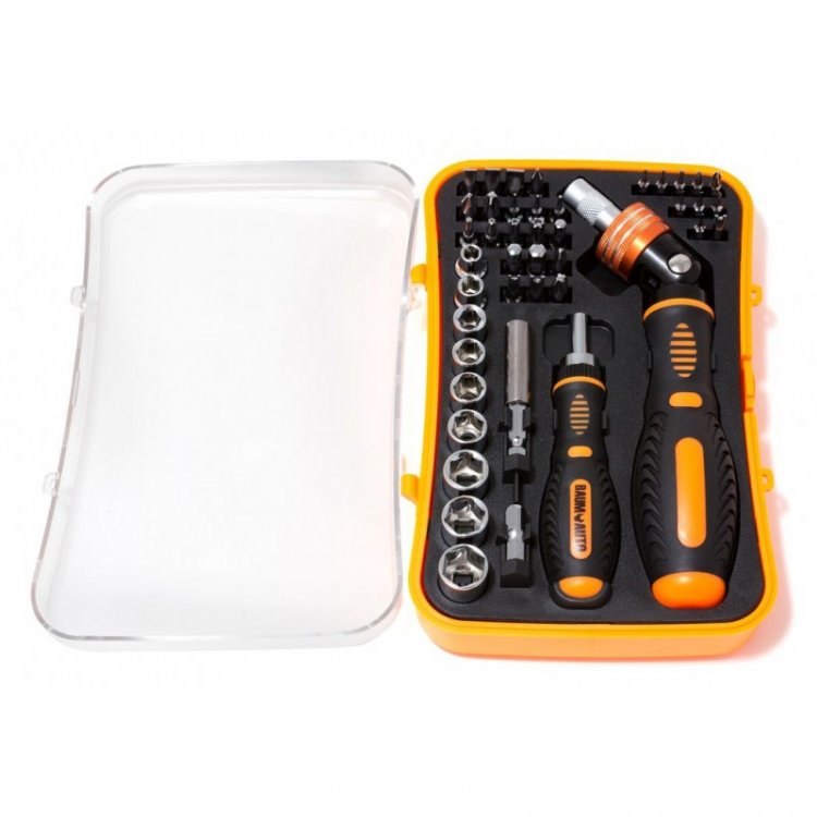 Набор отверток реверсивных многоцелевых с битодержателями и набором бит для точных работ, 43пр.(T,TH,H,SL,PH,PZ,спец. биты; HEX 5-13мм),в футляре Набор отверток реверсивных многоцелевых с битодержателями и набором бит для точных работ, 43пр.(T,TH,H,SL,PH,PZ,спец. биты; HEX 5-13мм),в футляре