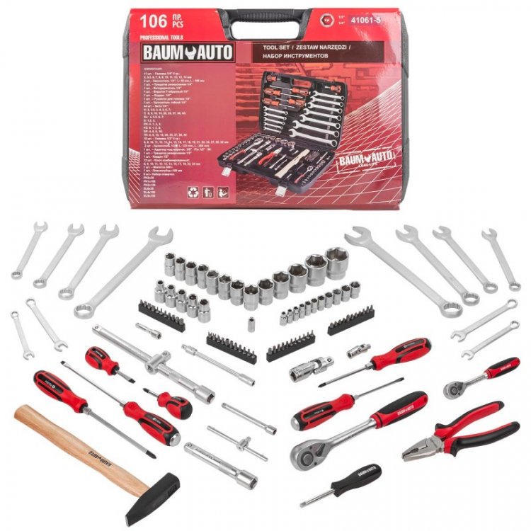 Набор инструментов 106пр. 1/4'' 1/2'' (6гр.)(5-32мм)
