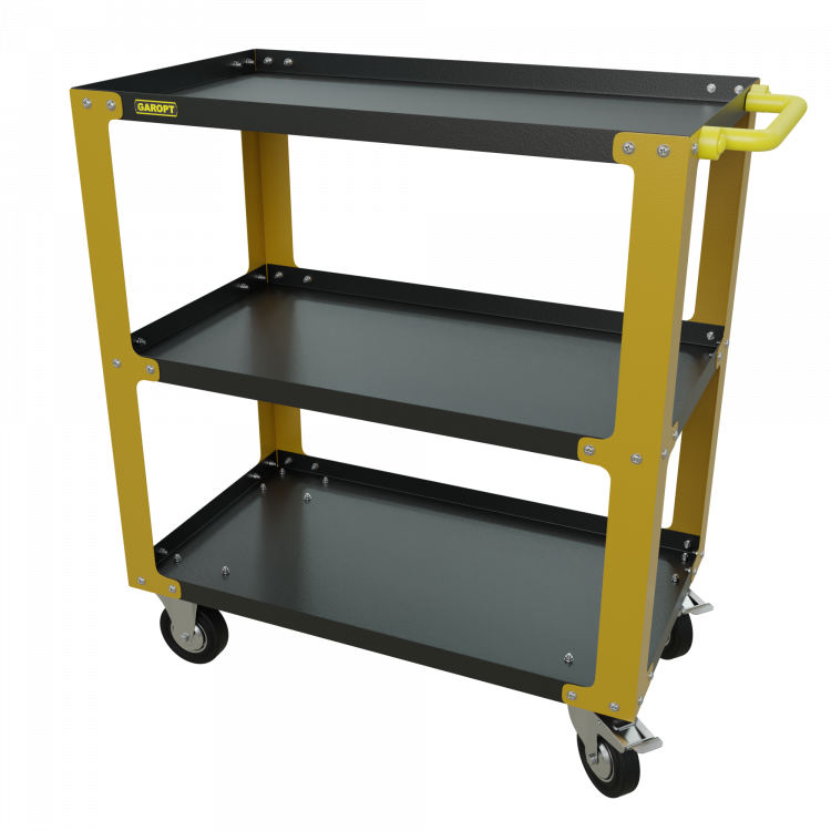 gt3.yell Инструментальная тележка GAROPT, три полки, cерия "No boxes", Желтая gt3.yell Инструментальная тележка GAROPT, три полки, cерия "No boxes", Желтая