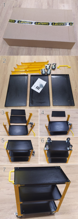 gt3.yell Инструментальная тележка GAROPT, три полки, cерия "No boxes", Желтая gt3.yell Инструментальная тележка GAROPT, три полки, cерия "No boxes", Желтая