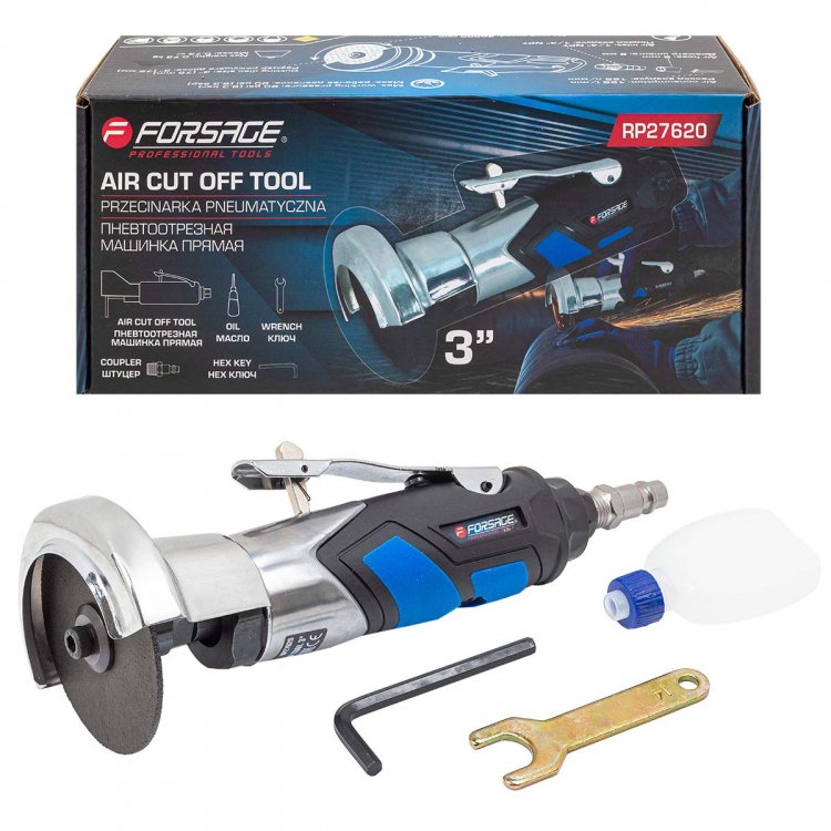 Пневмоотрезная машинка торцевая 3"(круг 75мм,20000 об/мин, 126л/мин,6.3Bar,L-197мм,штуцер 1/4")