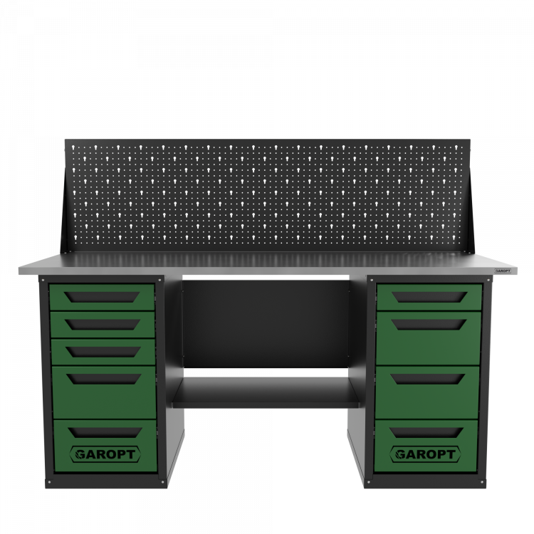 Верстак двухтумбовый 4 ящиков /5 ящиков с экраном 1800*700 зеленый GAROPT, GT1800Y4Y5PP.green
