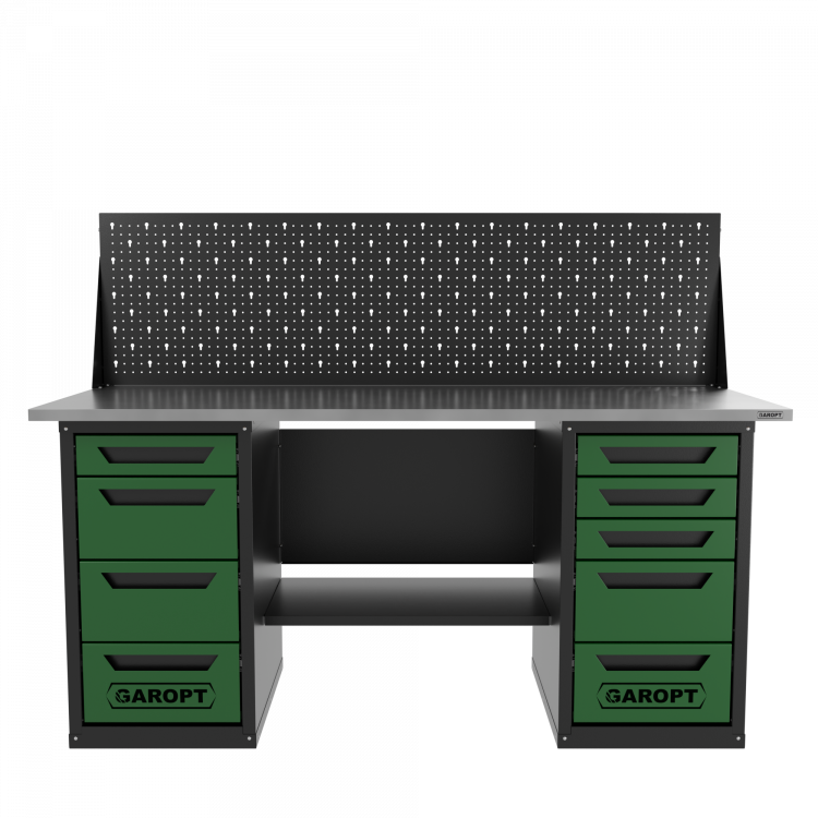 Верстак двухтумбовый 4 ящиков /5 ящиков с экраном 1800*700 зеленый GAROPT, GT1800Y4Y5PP.green
