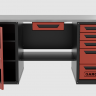 Верстак с ящиком двухтумбовый дверь/5 ящиков, красный 1800*700 Garopt, GT1800DY1Y5.red
