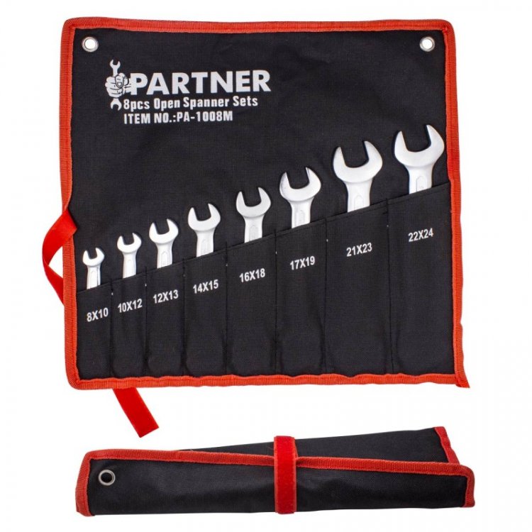 Набор ключей рожковых 8пр (8х10-22х24мм).на полотне