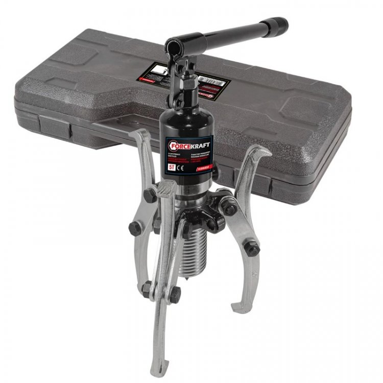 Съемник двух-трехлапый переставной гидравлический 5т(Ø захвата:50-200мм,мах. глубина захвата-140мм,ход штока-50мм)в кейсе