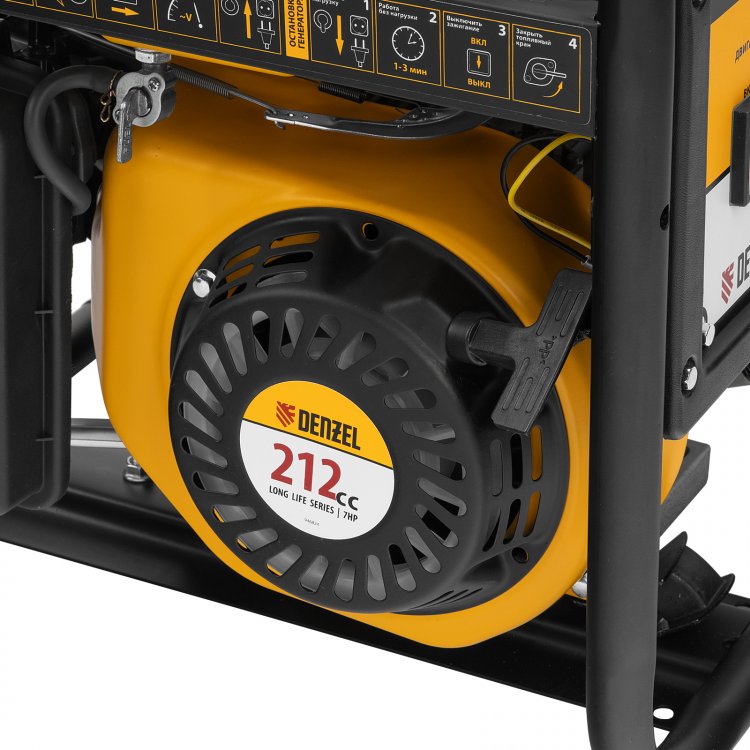 Генератор бензиновый PS-28, 2,8 кВт, 230В, 15л, ручной стартер// Denzel Генератор бензиновый PS-28, 2,8 кВт, 230В, 15л, ручной стартер// Denzel