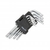 Набор ключей Г-образных TORX с отверстием, 9пр. (Т10,Т15,Т20,Т25,Т27,Т30,Т40,Т45,Т50), в блистере