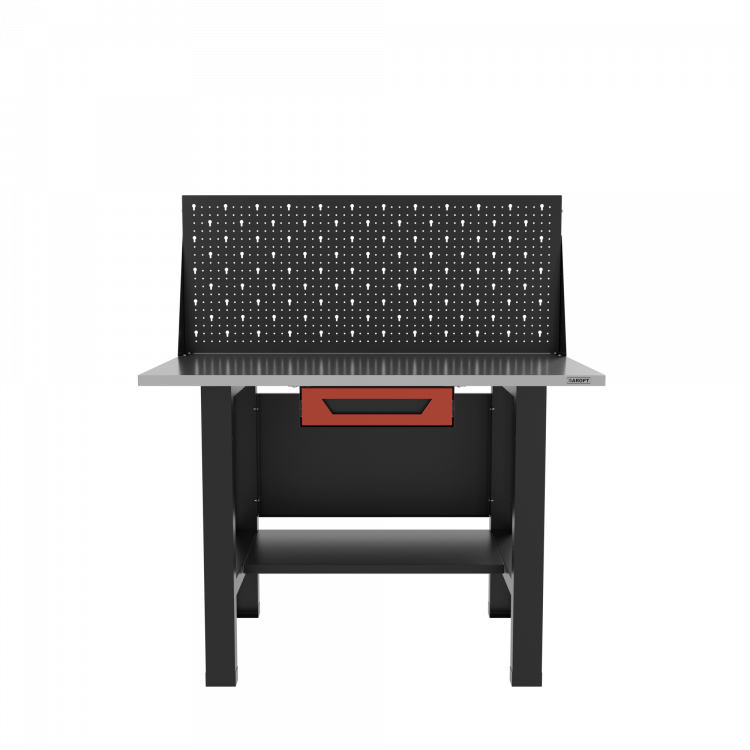 Верстак бестумбовый с ящиком и экраном, красный/ Стол для слесарных работ 1200*700 GAROPT, Gt1200STY1PP.red