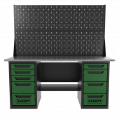 Верстак двухтумбовый 4 ящиков /5 ящиков с двумя экранами 1800*700 зеленый GAROPT, GT1800Y4Y5PP2.green