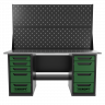 Верстак двухтумбовый 4 ящиков /5 ящиков с двумя экранами 1800*700 зеленый GAROPT, GT1800Y4Y5PP2.green
