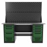 Верстак двухтумбовый 4 ящиков /5 ящиков с двумя экранами 1800*700 зеленый GAROPT, GT1800Y4Y5PP2.green