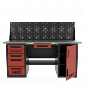 Верстак двухтумбовый дверь/5 ящиков с экраном и ящиком, красный 1800*700 Garopt, GT1800DY1Y5PP.red
