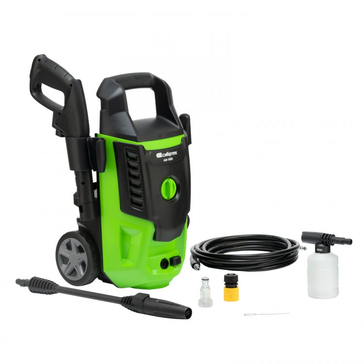 Моечная машина высокого давления АМ-1800, 1800 Вт, 140 бар, 350 л/ч, колесная// Сибртех Моечная машина высокого давления АМ-1800, 1800 Вт, 140 бар, 350 л/ч, колесная// Сибртех