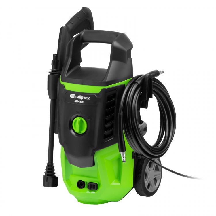 Моечная машина высокого давления АМ-1800, 1800 Вт, 140 бар, 350 л/ч, колесная// Сибртех Моечная машина высокого давления АМ-1800, 1800 Вт, 140 бар, 350 л/ч, колесная// Сибртех