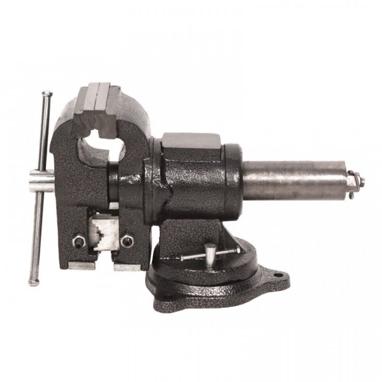 Тиски стальные поворотные в двух плоскостях с наковальней + захват для труб 4" - 100мм Тиски стальные поворотные в двух плоскостях с наковальней + захват для труб 4" - 100мм