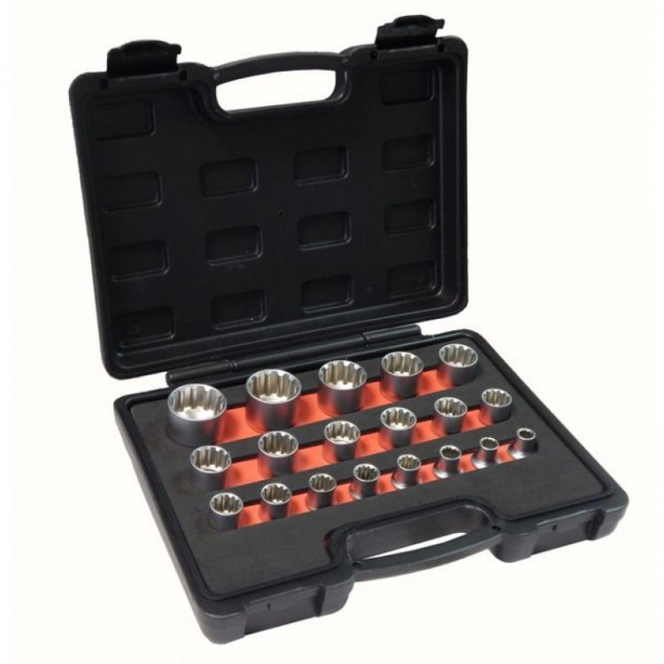 Набор головок "универсальный профиль" 19пр.,1/2" (8-22,24,27,30,32мм), вкейсе "Premium" Набор головок "универсальный профиль" 19пр.,1/2" (8-22,24,27,30,32мм), вкейсе "Premium"