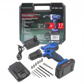 Дрель-шуруповерт аккум 20V,25Нм,1.3Ah патрон 1-10мм(2 штLi-ionиндикатор зарядки сверло1.5,2,3,4,5,6мм.биты PH1,2 PZ1,2,SL5,6, битодержатель)в кейсе