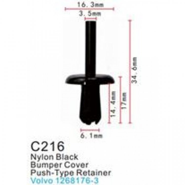 Клипса для крепления внутренней обшивки а/м БМВ/ Вольво пластиковая (100шт/уп.)
