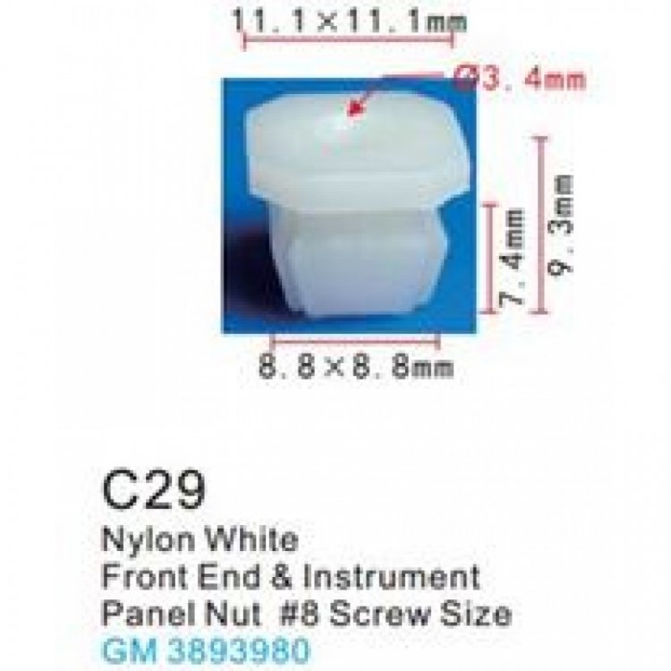 Клипса для крепления внутренней обшивки а/м GM пластиковая (100шт/уп.)