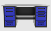 Верстак двухтумбовый 4 ящиков /5 ящиков 1800*700 синий GAROPT, GT1800Y4Y5.blue