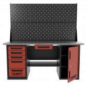 Верстак двухтумбовый дверь/5 ящиков с двумя экранами и ящиком, красный 1800*700 Garopt, GT1800DY1Y5PP2.red