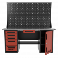 Верстак двухтумбовый дверь/5 ящиков с двумя экранами и ящиком, красный 1800*700 Garopt, GT1800DY1Y5PP2.red