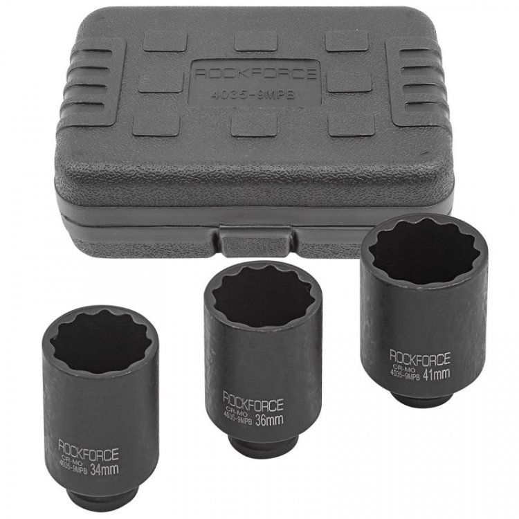 Набор головок ударных глубоких 3пр.1/2" (12-гр.) в кейсе Набор головок ударных глубоких 3пр.1/2" (12-гр.) в кейсе