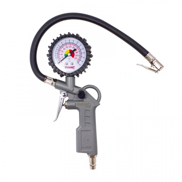 Пистолет для подкачки шин с аналоговым манометром и шлангом 340мм (0-16Bar), в блистере