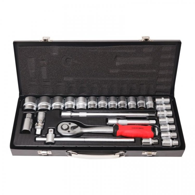 Набор инструментов 27пр. 1/2'' (6гр.)(8-32мм), в металлическом кейсе