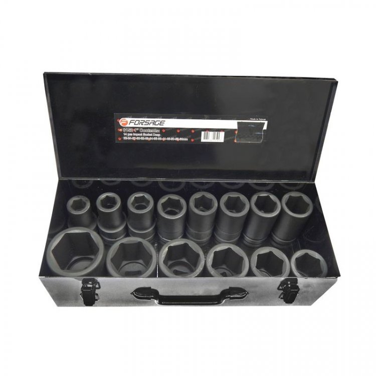 Набор головок ударных глубоких 14пр. 1" (22,24,27,30,32,33,34,36,38,40,41,46,50,55,60) в метал.кейсе Набор головок ударных глубоких 14пр. 1" (22,24,27,30,32,33,34,36,38,40,41,46,50,55,60) в метал.кейсе