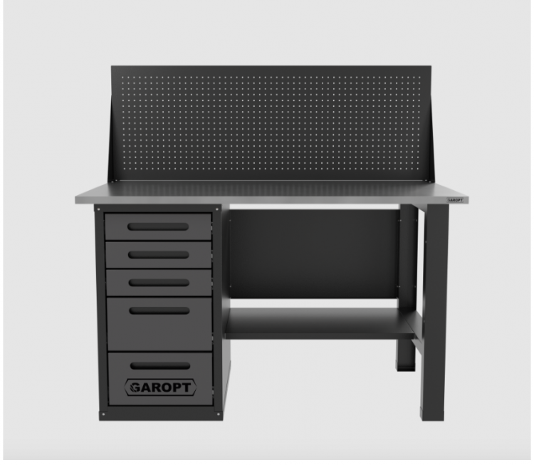 Верстак однотумбовый 5 ящиков с экраном, серый 1400*700 Garopt, GT1400STY5PP.grey Верстак однотумбовый 5 ящиков с экраном, серый 1400*700 Garopt, GT1400STY5PP.grey