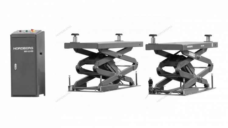 Подъемник ножничный 3,5т, с встроенными адаптерами для SUV авто, 220В (серый) N631-3,5G