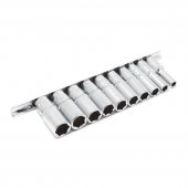 Набор головок глубоких 10пр. 3/8" (6гр.)(8,10,12-19мм.) на планке Набор головок глубоких 10пр. 3/8" (6гр.)(8,10,12-19мм.) на планке