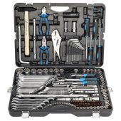 Набор инструментов 142+6пр. 1/4" 3/8" 1/2" (6-гран.)(4-36мм; 27,30,32,36-12гр.)+(ключи трещоточные:8х10,12х13,14х15,16х17,18х19мм, бокорезы-7")