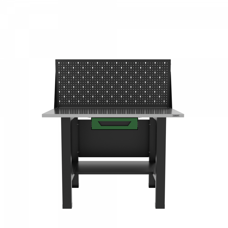 Верстак бестумбовый с ящиком и экраном, зеленый/ Стол для слесарных работ 1200*700 GAROPT, Gt1200STY1PP.green