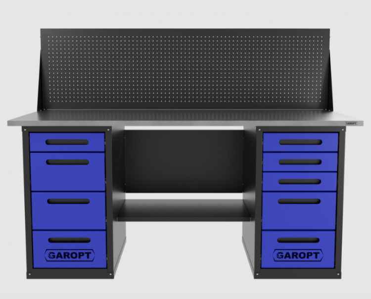 Верстак двухтумбовый 4 ящиков /5 ящиков с экраном 1800*700 синий GAROPT, GT1800Y4Y5PP.blue Верстак двухтумбовый 4 ящиков /5 ящиков с экраном 1800*700 синий GAROPT, GT1800Y4Y5PP.blue