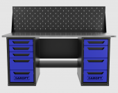 Верстак двухтумбовый 4 ящиков /5 ящиков с экраном 1800*700 синий GAROPT, GT1800Y4Y5PP.blue