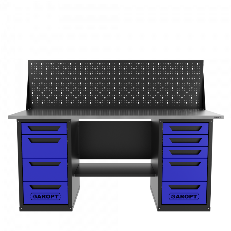 Верстак двухтумбовый 4 ящиков /5 ящиков с экраном 1800*700 синий GAROPT, GT1800Y4Y5PP.blue