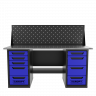 Верстак двухтумбовый 4 ящиков /5 ящиков с экраном 1800*700 синий GAROPT, GT1800Y4Y5PP.blue