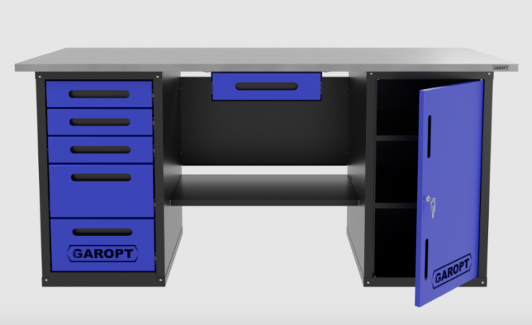 Верстак с ящиком двухтумбовый дверь/5 ящиков, синий 1800*700 Garopt, GT1800DY1Y5.blue Верстак с ящиком двухтумбовый дверь/5 ящиков, синий 1800*700 Garopt, GT1800DY1Y5.blue