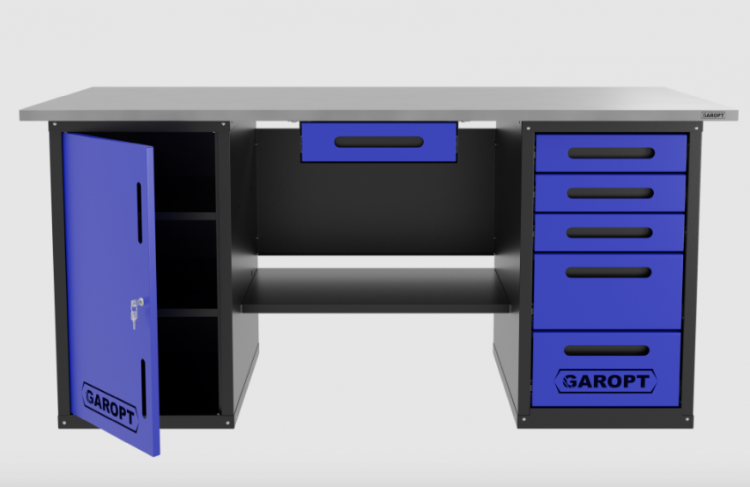 Верстак с ящиком двухтумбовый дверь/5 ящиков, синий 1800*700 Garopt, GT1800DY1Y5.blue Верстак с ящиком двухтумбовый дверь/5 ящиков, синий 1800*700 Garopt, GT1800DY1Y5.blue