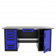 Верстак с ящиком двухтумбовый дверь/5 ящиков, синий 1800*700 Garopt, GT1800DY1Y5.blue