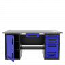 Верстак с ящиком двухтумбовый дверь/5 ящиков, синий 1800*700 Garopt, GT1800DY1Y5.blue