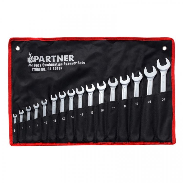 Набор ключей комбинированных 16пр.(6-19,22,24), на полотне
