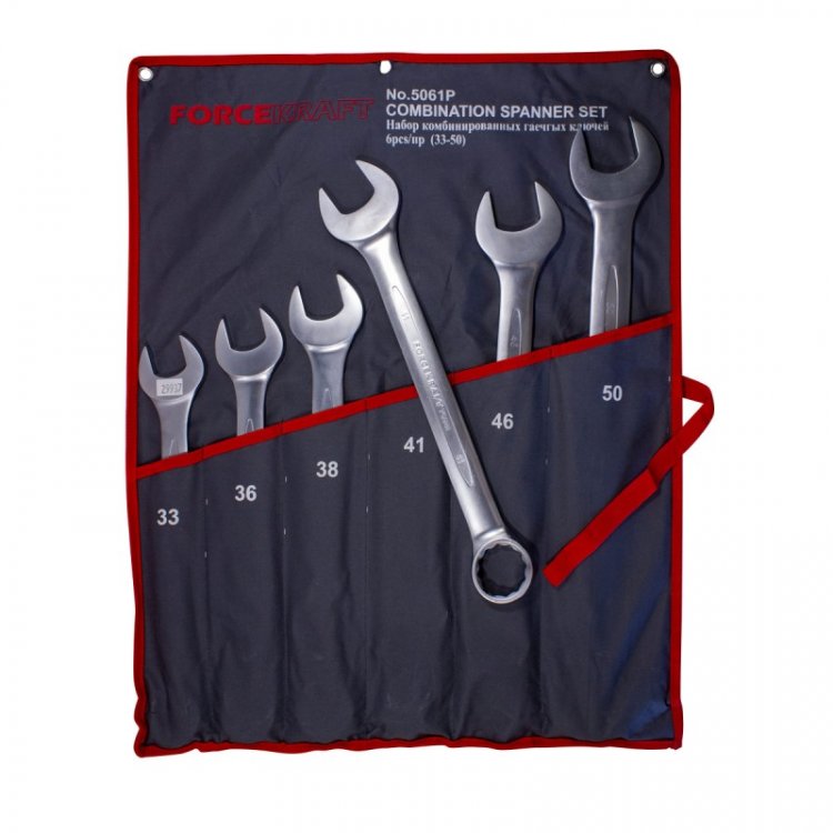 Набор ключей комбинированных 6пр (33,36,38,41,46,50мм), на полотне